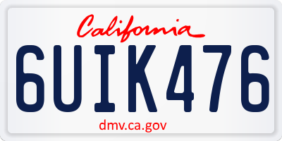 CA license plate 6UIK476