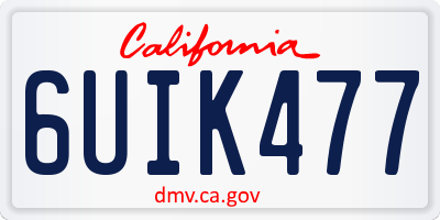 CA license plate 6UIK477