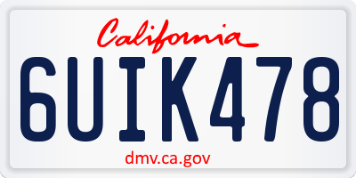 CA license plate 6UIK478