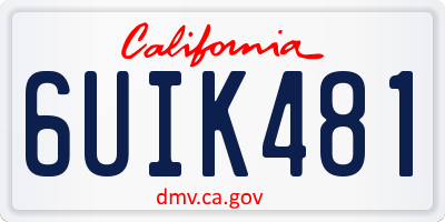 CA license plate 6UIK481