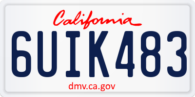 CA license plate 6UIK483