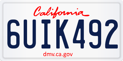 CA license plate 6UIK492