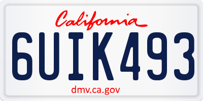 CA license plate 6UIK493
