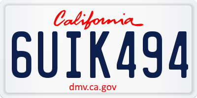 CA license plate 6UIK494