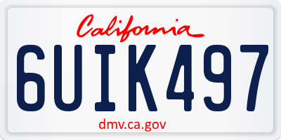 CA license plate 6UIK497