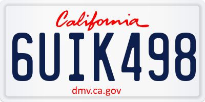 CA license plate 6UIK498