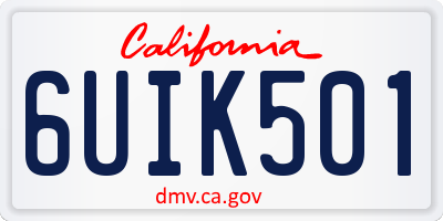 CA license plate 6UIK501