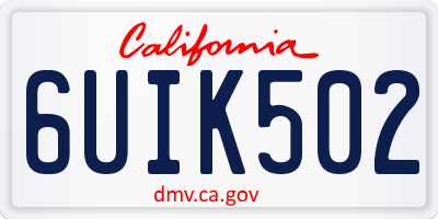 CA license plate 6UIK502