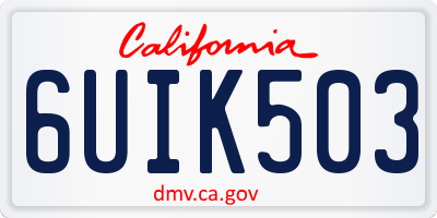 CA license plate 6UIK503