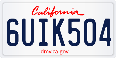 CA license plate 6UIK504