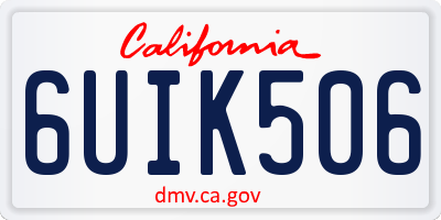 CA license plate 6UIK506