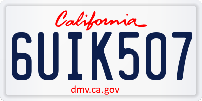 CA license plate 6UIK507