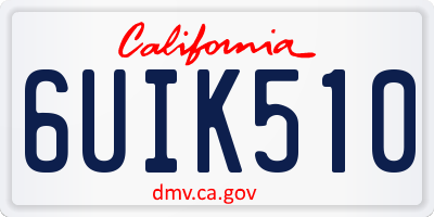 CA license plate 6UIK510