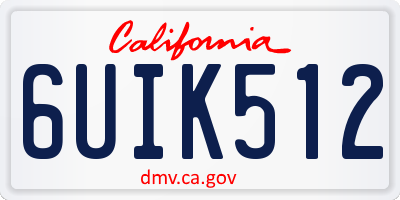 CA license plate 6UIK512