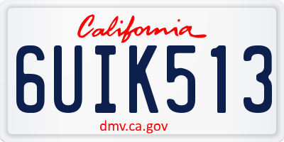 CA license plate 6UIK513