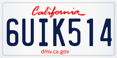 CA license plate 6UIK514