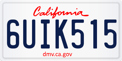 CA license plate 6UIK515