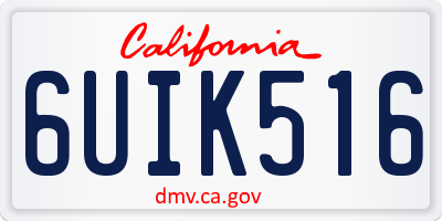 CA license plate 6UIK516