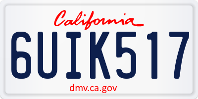 CA license plate 6UIK517