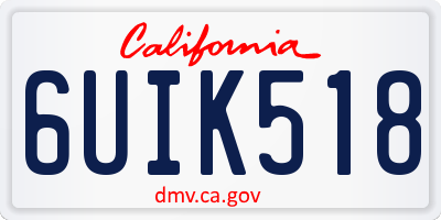 CA license plate 6UIK518