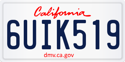 CA license plate 6UIK519