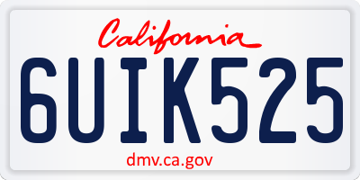 CA license plate 6UIK525