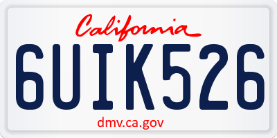 CA license plate 6UIK526