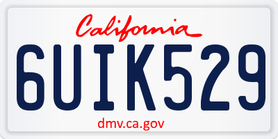 CA license plate 6UIK529