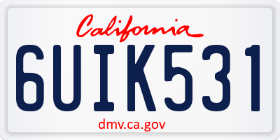 CA license plate 6UIK531