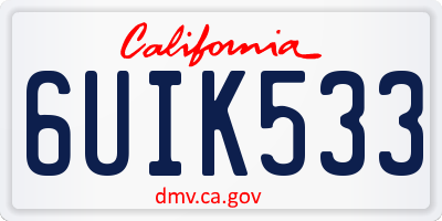 CA license plate 6UIK533