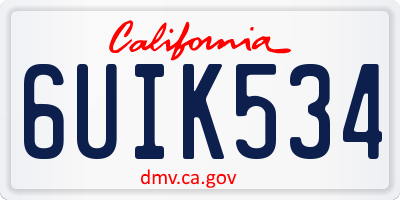 CA license plate 6UIK534