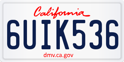 CA license plate 6UIK536