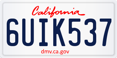 CA license plate 6UIK537