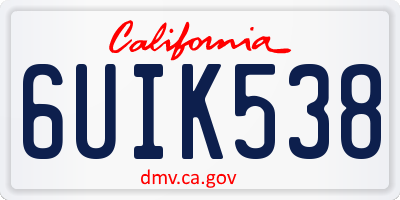 CA license plate 6UIK538