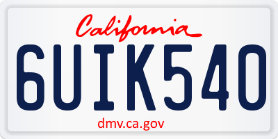 CA license plate 6UIK540