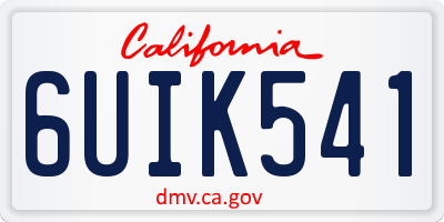 CA license plate 6UIK541