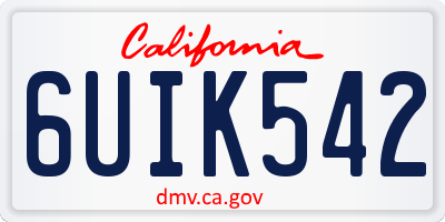 CA license plate 6UIK542