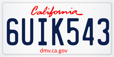 CA license plate 6UIK543