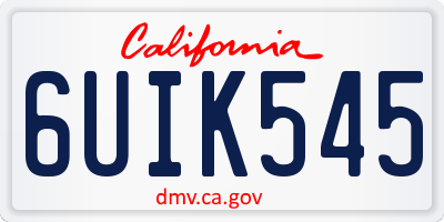 CA license plate 6UIK545