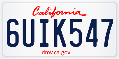 CA license plate 6UIK547