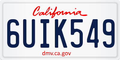 CA license plate 6UIK549