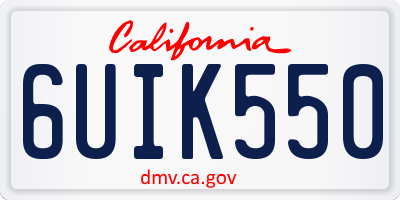 CA license plate 6UIK550