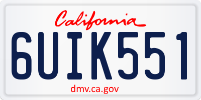CA license plate 6UIK551