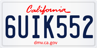 CA license plate 6UIK552