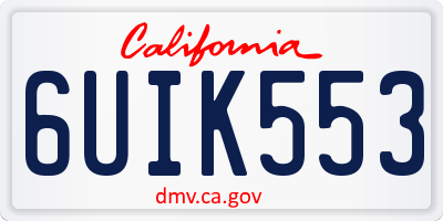 CA license plate 6UIK553