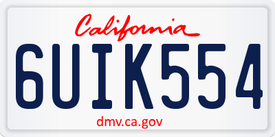 CA license plate 6UIK554