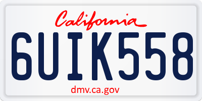 CA license plate 6UIK558