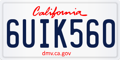 CA license plate 6UIK560