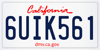 CA license plate 6UIK561