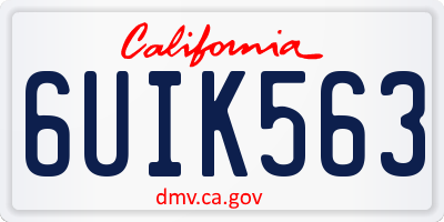 CA license plate 6UIK563